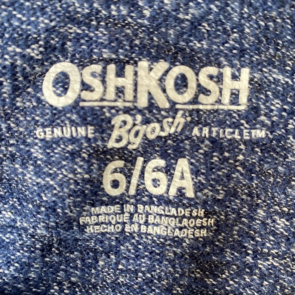 OshKosh B’gosh Cozy Blue & Charcoal Marled Long Sleeve Tee, Size 6/6A - Picture 2 of 5